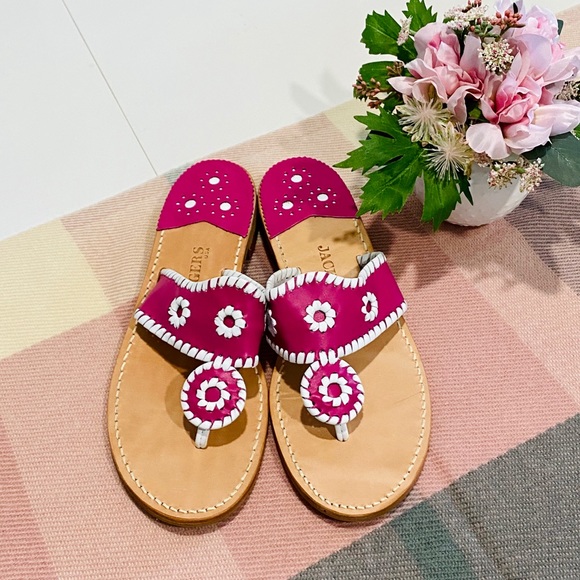 NEW Jack Rogers Navajo Sandals Hot Pink & White - Picture 2 of 6